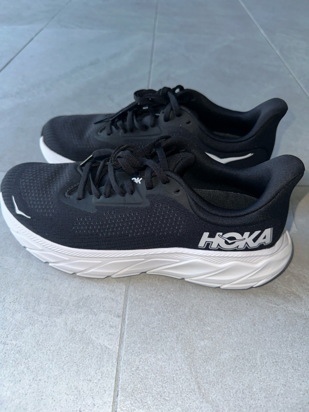 Hoka Black and White Lightweight Running Sneakers